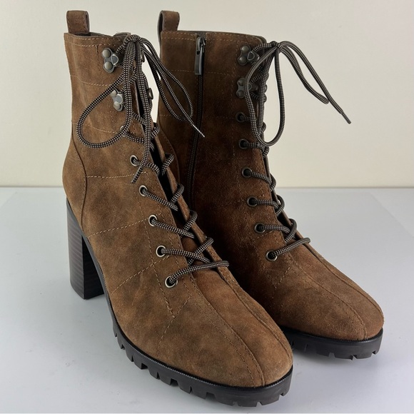 NEW PAIGE BROWN SUEDE ANKLE BOOTS - Picture 2 of 12